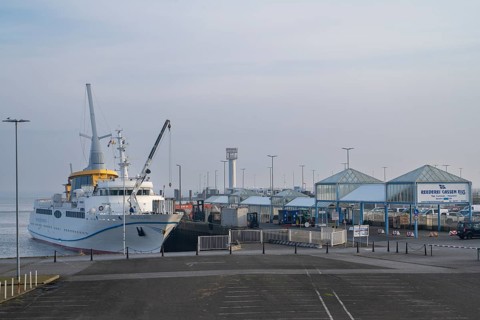 Ferry to Heligoland, ferry terminal, Elbe, Cuxhaven, Lower Saxony, Germany