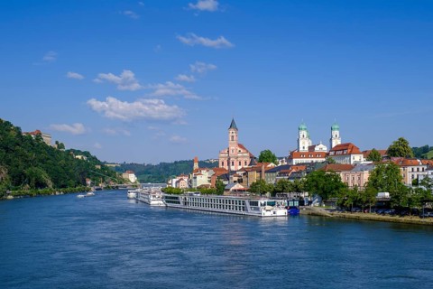 City view, Passau, on the Danube, Lower Bavaria, Bavaria, Germany