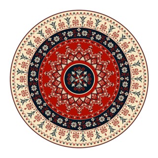 Traditional Polish embroidery round symbol, vector template. Isolated objects over white background