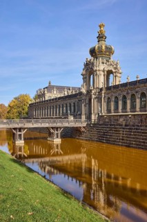 Dresden Zwinger, Baroque architectural style, Crown Gate with bridge, Wallgraben, Long Gallery,