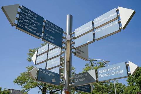 Signpost, Freie Universität, Dahlem, Steglitz-Zehlendorf, Berlin, Germany