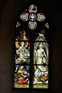 Artistic church window, art glazing, stained glass, Rhineland-Palatinate, Germany