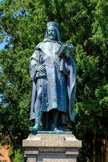 Statue of Emperor Charles IV, Tangermünde Castle, Tangermünde, on the Elbe, Altmark, Saxony-Anhalt,