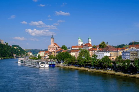 City view, Passau, on the Danube, Lower Bavaria, Bavaria, Germany