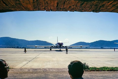 De Haviland Comet aeroplane at the airport, Ibiza, Balearic Islands, Spain 1967