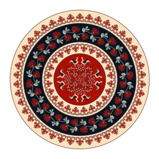 Traditional Polish embroidery round symbol, vector template. Isolated objects over white background