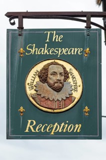 Pub sign, The Shakespeare, Stratford-upon-Avon, Warwickshire, England, United Kingdom