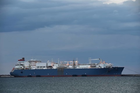 LNG tanker NEPTUNE at Mukran harbour on Rügen, Mecklenburg-Western Pomerania, Germany