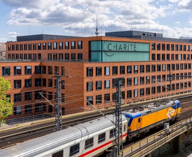Berlin railway line between the Charité and the Futurium Museum, Germany