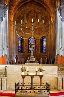 Marian altar and the seven-branched candelabra with the high choir, St. Blasii Cathedral in