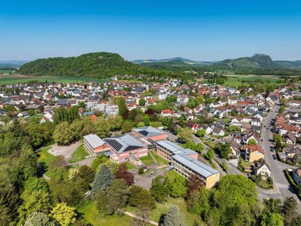 Aerial view, of the municipality of Rielasingen-Worblingen with the Ten-Brink-School, community