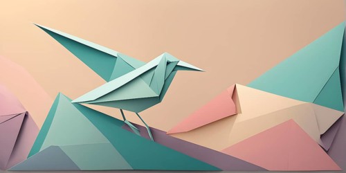 Abstract origami bird wallpaper illustration, AI generated