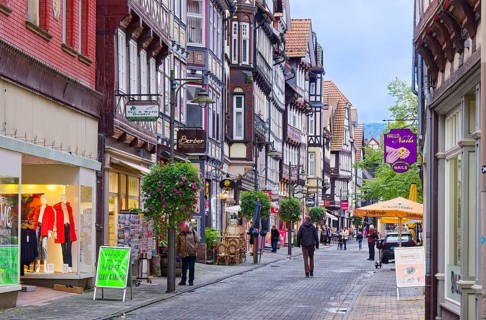 The Lange Straße in the old town centre of Hannoversch Münden with half-timbered houses in the
