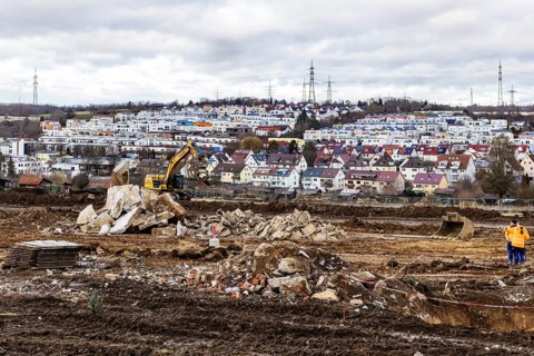 Construction work for a new development area for 460 flats in the new Böckinger Strasse