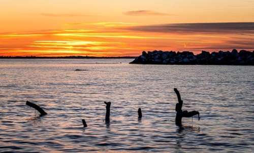 Sunset at the Baltic Sea near Lohme, Rügen, Mecklenburg-Western Pomerania, Germany