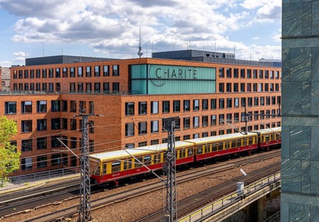 Berlin railway line between the Charité and the Futurium Museum, Germany