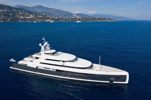 Aerial view 88, 5 metre motor yacht ILLUSION PLUS, delivered in 2018 by the Pride Mega Yachts