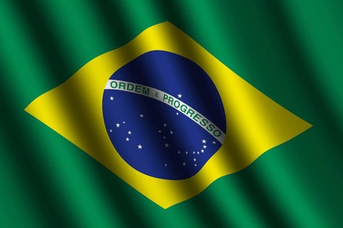 The Brazilian flag flying in the wind
