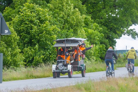 Ascension Day. Groups of men are on the road around Moritzburg, Moritzburg, Saxony, Germany,