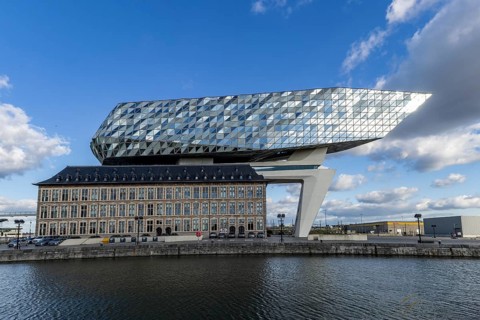 Modern architecture harbour house Antwerp (Havenhuis Port of Antwerp-Bruges) Havenhuis by Zaha