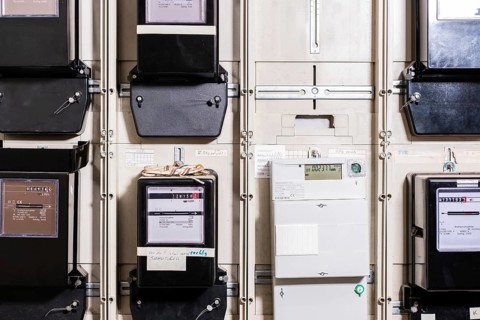 Meter cabinet with bidirectional meter and Ferraris meter in Düsseldorf, Germany