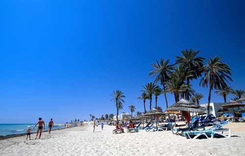 Beach in the oasis of Zarzis, Djerba Island, Tunisia