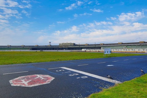 Apron Neoclassical former Berlin Tempelhof Airport, opened in 1941 under the National Socialists,