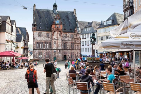 Historic Town Hall, market square, historic centre, Marburg, Hesse, Germany, Europe, Historisches