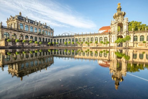 The Dresden Zwinger, a landmark of baroque architecture. Historic buildings in the style of a