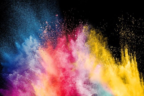 Color Holi Festival. Colorful explosion for Happy Holi powder. Color powder explosion background