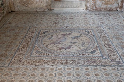 Floor mosaic, House of Fountains, Roman ruins, Conimbriga, Condeixa-a-Velha, Condeixa-a-Velha,