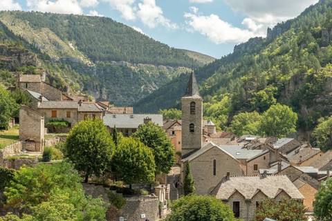 The village of Sainte-Enimie in the Gorges du Tarn, one of the most beautiful villages in France.