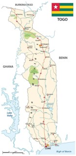 Vector road map of west african state togo with flag
