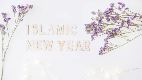 Islamic new year words soft flowers
