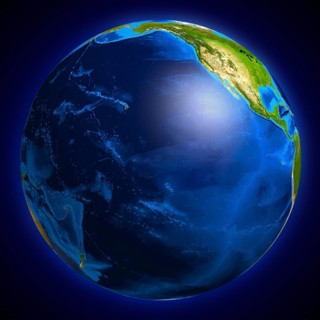 High resolution Earth globe showing the surface of the Pacific ocean and a part of North American