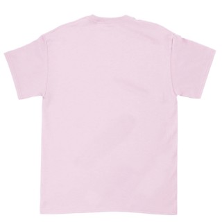 A plain pink t-shirt with short sleeves and a simple design, suitable for casual wear