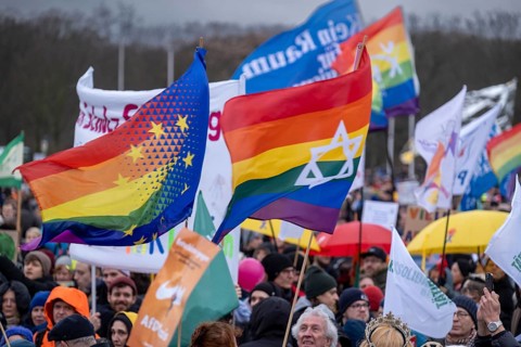 Germany, Berlin, 3 February 2024, Protest against the rise of right-wing extremism, called by the