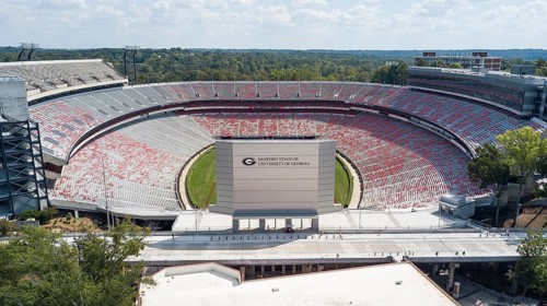 October 03, 2018, Athens, Georgia, USA: Aerial views of Sanford Stadium, which is the on-campus