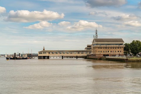 Gravesend, Kent, England, UK, September 23, 2017: View at the River Thames and the Royal Terrace