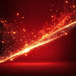 Diagonally arranged glowing red particles creating an abstract cosmic effect, AI generated