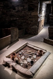 Replica of a house from the Neolithic settlement of Skara Brae, Mainland, Orkney Islands, Scotland,