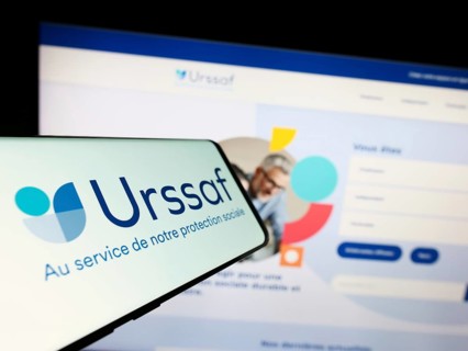Stuttgart, Germany, 07-12-2023: Smartphone with logo of French social security organization URSSAF