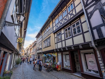 Commercial buildings on the Krämerbrücke over the Gera, Erfurt, Thuringia, Germany