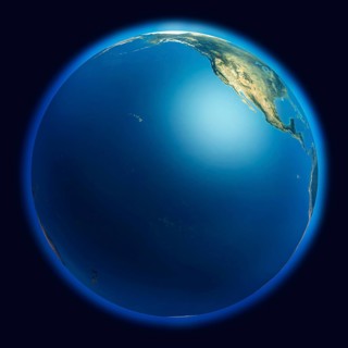 View of the Earth globe from space showing the Pacific ocean and a part of North American continent