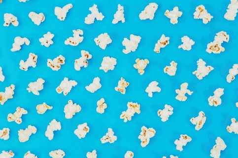 Flat lay popcorn composition cinema concept
