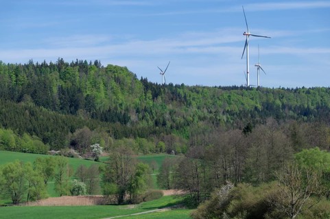 Wind turbine in the Swabian-Franconian Forest nature park Park, wind energy, wind power, wind