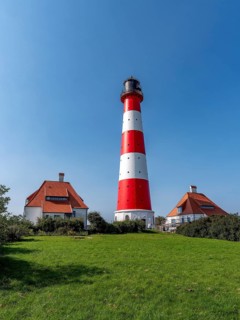 40 metre high Westerheversand lighthouse built in 1906 on the Eiderstedt peninsula in the Wadden