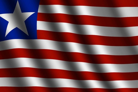 The Liberian flag flying in the wind