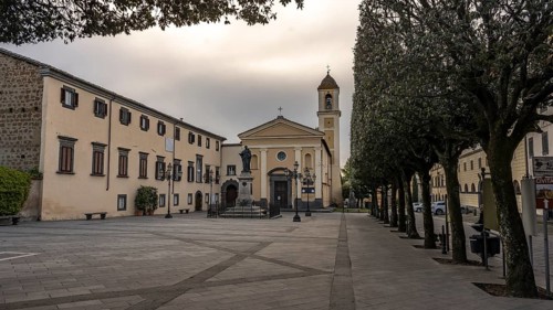 Piazza Sant'Agostino with Augustinian Convent Bonaventura Monument and Church SS. Annunziata,