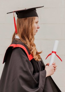 Side view graduated girl